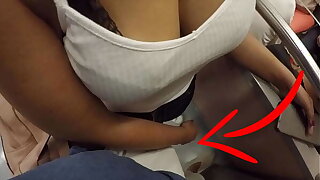 Unknown Blonde Milf with Big Tits Started Touching My Dick with Subway ! That's called Clothed Sex?
